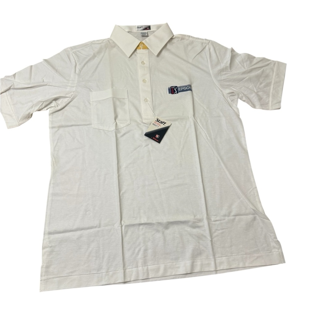 Wilson | New White PGA Tour Epson Staff by Wilson Men's Polo Shirt NWT Cotton